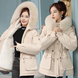 New Winter Jacket Women Parka Fashion Long Coat Wool Liner Hooded Parkas Slim With Fur Collar Warm Snow Wear Padded Clothes