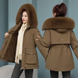 New Winter Jacket Women Parka Fashion Long Coat Wool Liner Hooded Parkas Slim With Fur Collar Warm Snow Wear Padded Clothes