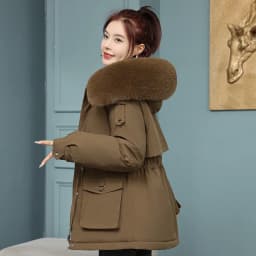 New Winter Jacket Women Parka Fashion Long Coat Wool Liner Hooded Parkas Slim With Fur Collar Warm Snow Wear Padded Clothes