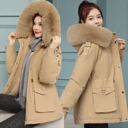 New Winter Jacket Women Parka Fashion Long Coat Wool Liner Hooded Parkas Slim With Fur Collar Warm Snow Wear Padded Clothes