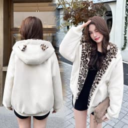 Winter Women Parkas Suede Leopard Print Cotton Padded Jacket New Thick Warm Hooded Cotton Clothes Female Outerwear Student Coat