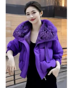 2025 Womens High-grade Purple Warm Cotton-padded Jacket Winter Unique Super Good-looking Thick Cotton-padded Jacket Women