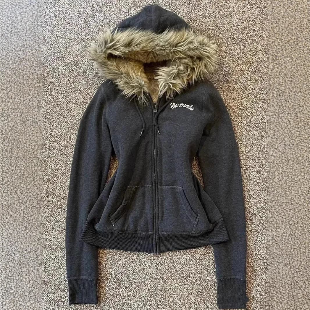 Retro Y2K American Style Deep Grey Fleece Lined Collar Embroidered Letter Waist Cinched Winter Women's Cotton Jacket