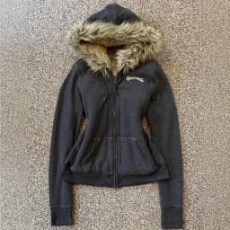 Retro Y2K American Style Deep Grey Fleece Lined Collar Embroidered Letter Waist Cinched Winter Women's Cotton Jacket