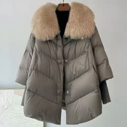New Female Loose Outerwear Fashion Down Jacket Overcoat Women Winter Coat 90% White Duck Down Jacket With Big Woolen Collar Coat