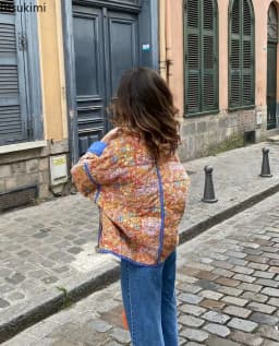 New 2026 Autumn Women's Fashion Reversible Quilted Jacket Vintage Floral Print Long Sleeve Cardigan Coat Chic Woman Streetwear