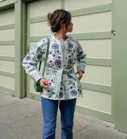 New 2026 Autumn Women's Fashion Reversible Quilted Jacket Vintage Floral Print Long Sleeve Cardigan Coat Chic Woman Streetwear