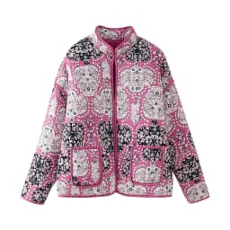New 2026 Autumn Women's Fashion Reversible Quilted Jacket Vintage Floral Print Long Sleeve Cardigan Coat Chic Woman Streetwear