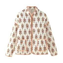 New 2026 Autumn Women's Fashion Reversible Quilted Jacket Vintage Floral Print Long Sleeve Cardigan Coat Chic Woman Streetwear
