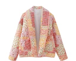 New 2026 Autumn Women's Fashion Reversible Quilted Jacket Vintage Floral Print Long Sleeve Cardigan Coat Chic Woman Streetwear