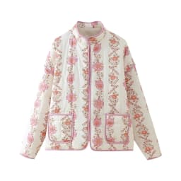 New 2026 Autumn Women's Fashion Reversible Quilted Jacket Vintage Floral Print Long Sleeve Cardigan Coat Chic Woman Streetwear