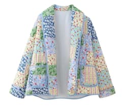 New 2026 Autumn Women's Fashion Reversible Quilted Jacket Vintage Floral Print Long Sleeve Cardigan Coat Chic Woman Streetwear