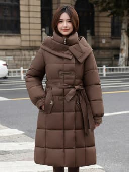 Winter New Fashion Korean Style Women's down Cotton Jacket Long Thickened Warm Coat over Knee Length Loose Fit Polyester Lined