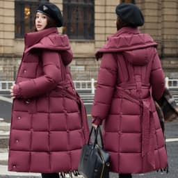Winter New Fashion Korean Style Women's down Cotton Jacket Long Thickened Warm Coat over Knee Length Loose Fit Polyester Lined
