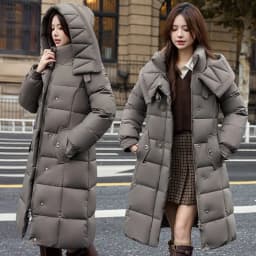 Winter New Fashion Korean Style Women's down Cotton Jacket Long Thickened Warm Coat over Knee Length Loose Fit Polyester Lined