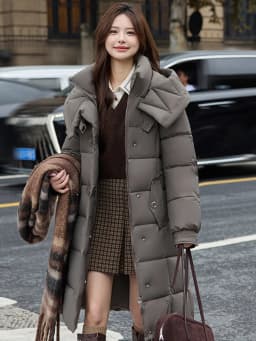 Winter New Fashion Korean Style Women's down Cotton Jacket Long Thickened Warm Coat over Knee Length Loose Fit Polyester Lined