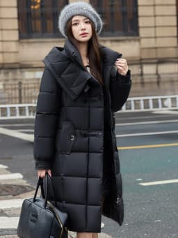 Winter New Fashion Korean Style Women's down Cotton Jacket Long Thickened Warm Coat over Knee Length Loose Fit Polyester Lined
