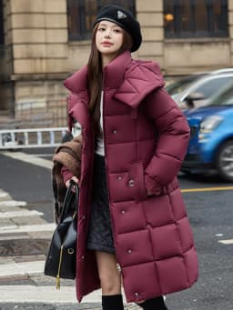 Winter New Fashion Korean Style Women's down Cotton Jacket Long Thickened Warm Coat over Knee Length Loose Fit Polyester Lined