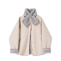 MEXZT with Scarf Parkas Women Fashion Lamb Wool Patchwork Puffer Jacket Korean Fleece Down Coats Winter Cotton Padded Outerwears