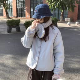 MEXZT with Scarf Parkas Women Fashion Lamb Wool Patchwork Puffer Jacket Korean Fleece Down Coats Winter Cotton Padded Outerwears