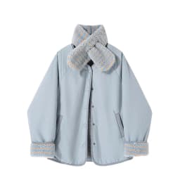 MEXZT with Scarf Parkas Women Fashion Lamb Wool Patchwork Puffer Jacket Korean Fleece Down Coats Winter Cotton Padded Outerwears