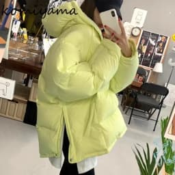 Korean Side Split 2026 Woman Outerwears Hooded Long Sleeve Parkas Winter Jacket Moda Chic Coats Loose Casual Clothes Women