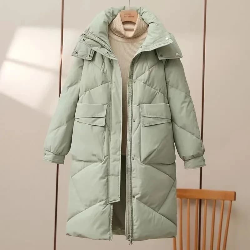 2025 New Women Long Down Cotton Jacket Korean Loose Cotton Coat Winter Thicken Warm Women Parkas Winter Outwear Hooded Coat