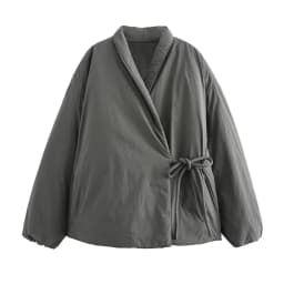 Fashion Lace Up Brown Cotton Jacket Women Loose Stand Collar Long Sleeve Thick Coat 2026 Autumn Winter Lady Warm Street Outwear