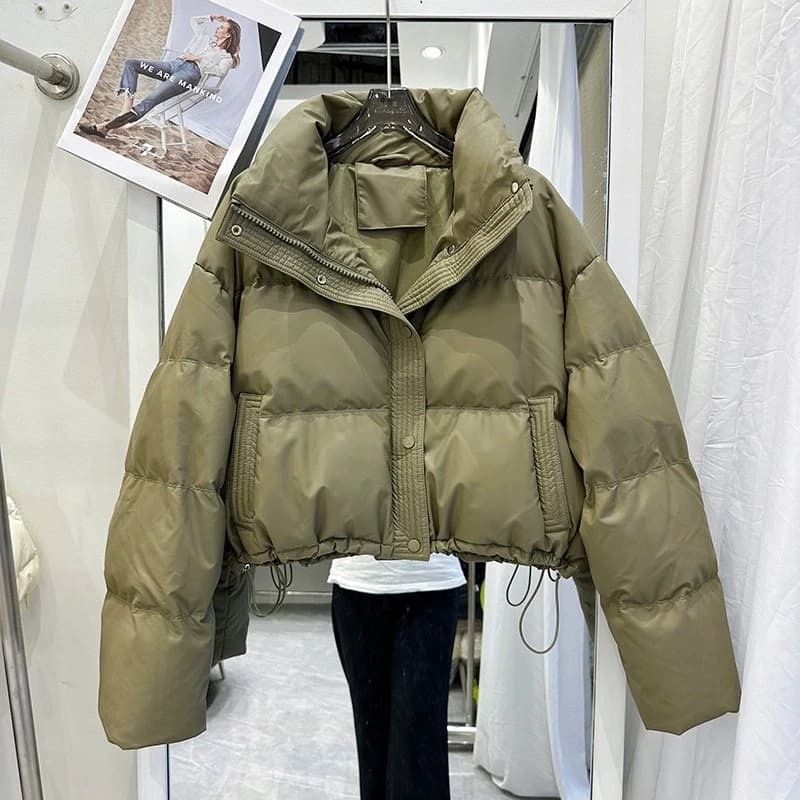 Winter Pu Leather Down Cotton Jacket Women Short Parkas 2025 New Cotton-Padded Jacket Women Warm Thick Cotton Coat Women Outwear