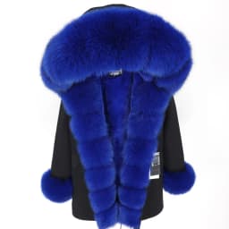 Maomaokong Winter Women Luxur Beige Fur Coat Natural Real Fox Fur Waterproof Jacket Hooded Thick Warm Fashion Long Black Parkas