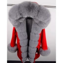 Maomaokong Winter Women Luxur Beige Fur Coat Natural Real Fox Fur Waterproof Jacket Hooded Thick Warm Fashion Long Black Parkas