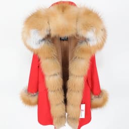 Maomaokong Winter Women Luxur Beige Fur Coat Natural Real Fox Fur Waterproof Jacket Hooded Thick Warm Fashion Long Black Parkas