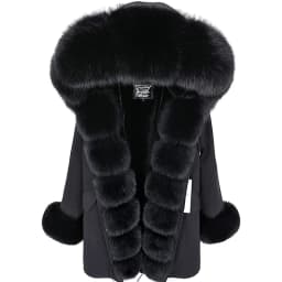 Maomaokong Winter Women Luxur Beige Fur Coat Natural Real Fox Fur Waterproof Jacket Hooded Thick Warm Fashion Long Black Parkas