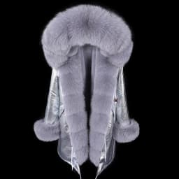 Maomaokong Winter Women Luxur Beige Fur Coat Natural Real Fox Fur Waterproof Jacket Hooded Thick Warm Fashion Long Black Parkas