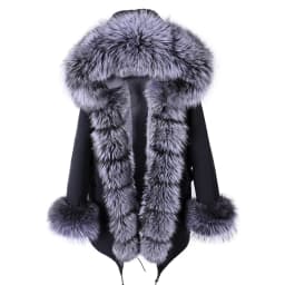 Maomaokong Winter Women Luxur Beige Fur Coat Natural Real Fox Fur Waterproof Jacket Hooded Thick Warm Fashion Long Black Parkas