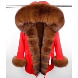 Maomaokong Winter Women Luxur Beige Fur Coat Natural Real Fox Fur Waterproof Jacket Hooded Thick Warm Fashion Long Black Parkas