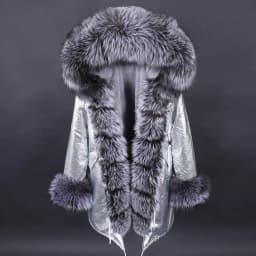 Maomaokong Winter Women Luxur Beige Fur Coat Natural Real Fox Fur Waterproof Jacket Hooded Thick Warm Fashion Long Black Parkas