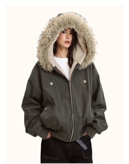 Y2k Harajuku Parkas Winter Warm Cotton-Padded Jackets Fur Collar Hooded Zipper Loose Casual Coat Hip-hop Gothic Women&Men куртка