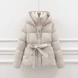 2026 New Winter Jacket Women Warm Parkas Long Sleeve Tops Casual Cotton Padded Jackets Belt Black Brown Hooded Outwear Female