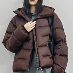 Maden Women's Winter Hooded Puffer Jacket Stand Collar Loose Warm Quilted Cotton Coat Thick Insulated Outerwear Casual Style