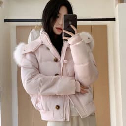 American Retro Hooded Padded Parkas with Faux Fur Collar Women Winter Thick Crop Cotton Jackets Woman Casual Solid Puffer Jacket