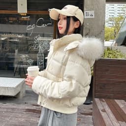 American Retro Hooded Padded Parkas with Faux Fur Collar Women Winter Thick Crop Cotton Jackets Woman Casual Solid Puffer Jacket
