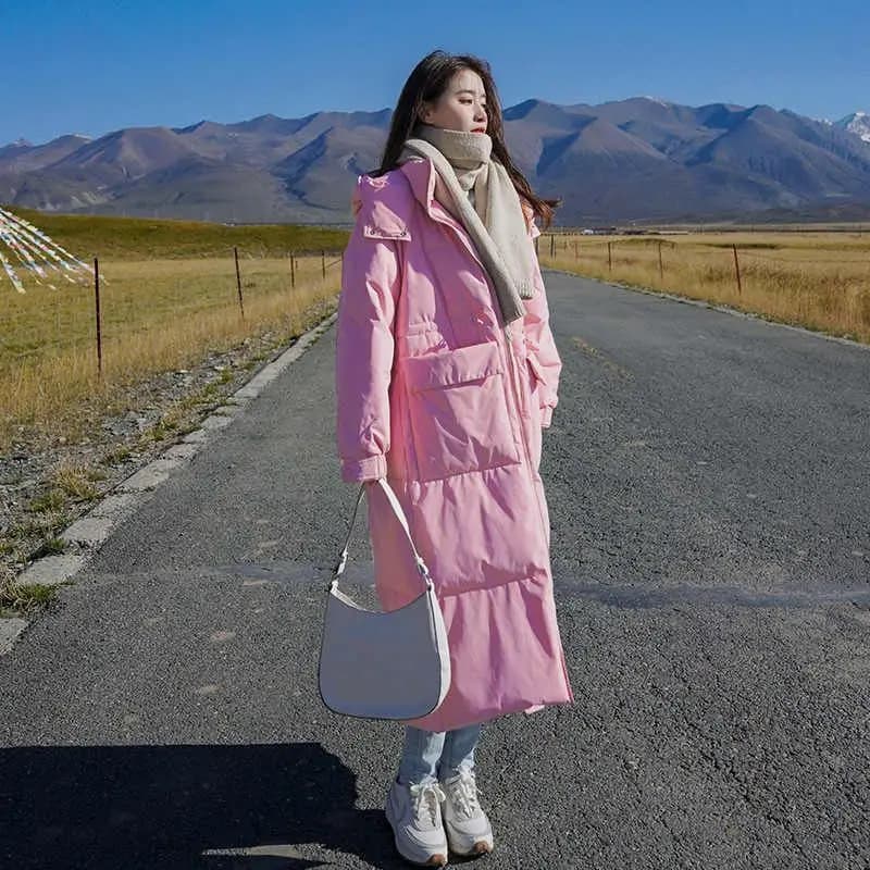 Winter Women Clothing Warm Long Parka Thick Over-the-knee Puffer Jacket Zipper Black Cotton-padded Coats Windproof Jackets New