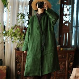 Johnature Women Vintage Print Floral Parkas Print Floral Coats 2026 Spring V-Neck Long Sleeve Button Cotton Linen Female Parkas