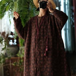 Johnature Women Vintage Print Floral Parkas Print Floral Coats 2026 Spring V-Neck Long Sleeve Button Cotton Linen Female Parkas