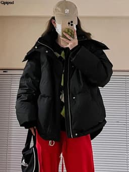 Outdoor Women's Winter Padded Jacket Coat 2025 New Cotton Hooded Solid Thick Parka Waterproof Puffy Korean Fashion