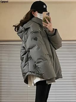 Outdoor Women's Winter Padded Jacket Coat 2025 New Cotton Hooded Solid Thick Parka Waterproof Puffy Korean Fashion