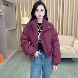 2026 Spring and Autumn New Korean Edition Standing Collar Breadmaker Women's Short Casual Lightweight Sastans Coat Slim Coat Tre