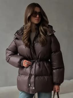 Women Thicken Cotton Short Coats Stand Neck Zipper Full Sleeve Lace Up Detachable Hat Coat 2026 Lady Winter Warm Outerwear New