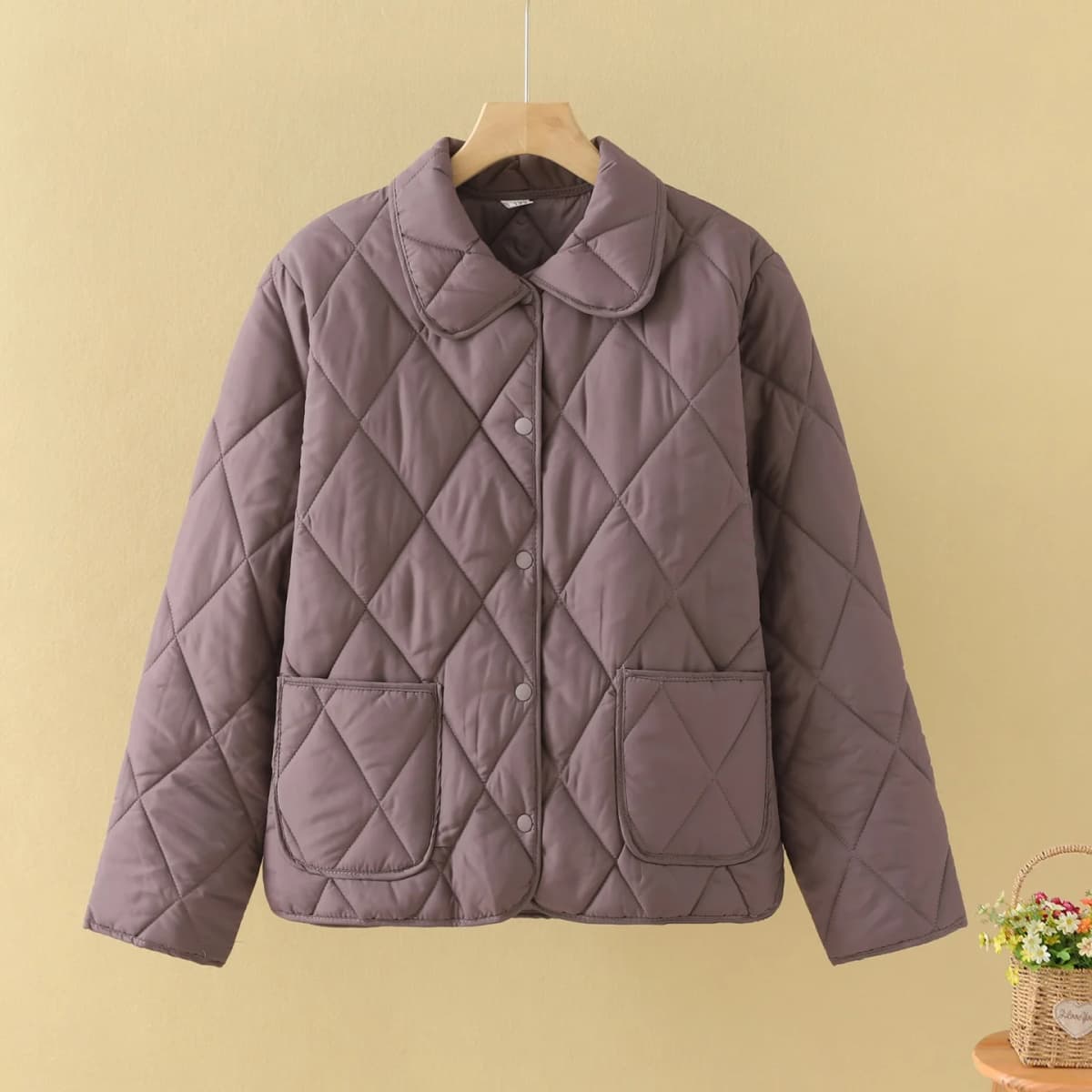 Stylish Lightweight Cotton Jacket for Women Warm Flap Collar Loose Fit Autumn Winter Coat Comfortable Breathable Female Outer...